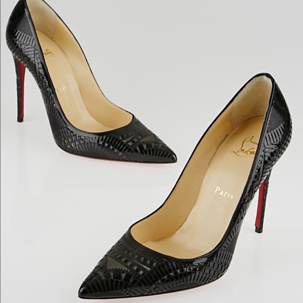 Louboutin 120 patent/ suede Burma 37.5 black
